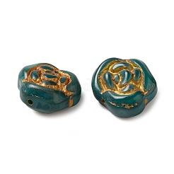 不透明なランプワークビーズ  ローズ  ティール  13x8mm  穴：1mm  約58~70個/100g&nbsp;LAMP-P065-02B-21