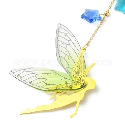 Brass & Transparent Epoxy Resin Fairy Pendant Decoration&nbsp;HJEW-JM02635-01