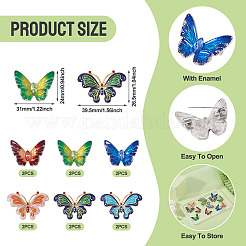 12Pcs 6 Styles Butterfly Enamel Pins&nbsp;JEWB-TA0001-23