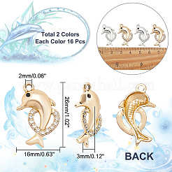 32Pcs 2 Colors Alloy Rhinestone Pendants&nbsp;FIND-AR0003-43