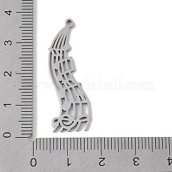 変色しない304ステンレススチールペンダント  レーザー切断  中空音符滝チャーム  ステンレス鋼色  36x12x1mm  穴：1mm&nbsp;STAS-B062-17P