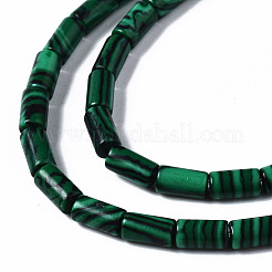 合成マラカイトビーズ連売り  コラム  5~6x3mm  穴：0.8mm  約62~63個/連  15.35~15.75インチ（39~40cm）&nbsp;G-S366-075