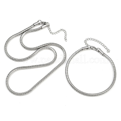 304 Stainless Steel Round Snake Chain Necklaces & Bracelets Sets for Men Women&nbsp;SJEW-F225-01P