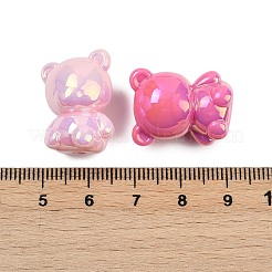 不透明UVメッキアクリルビーズ  虹色の  クマ  ミックスカラー  22.5x18x14mm  穴：2mm&nbsp;PACR-P005-07