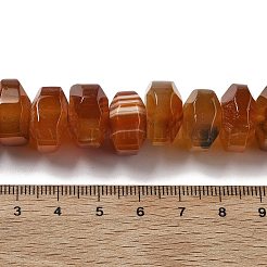 天然石瑪瑙ビーズ連売り  染め＆加熱  多面カット  ロンデル  シエナ  15~17x15~17x9~11mm  穴：1.2mm  約19~21個/連  6.89''~7.48''（17.5~19センチメートル）&nbsp;G-K392-A19