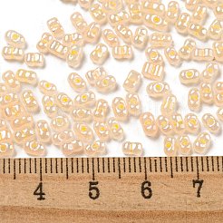 セイロンガラスシードビーズ  ピーナッツ  桃パフ  4~4.5x2~2.5x2~2.5mm  穴：0.8~0.9mm  約10000個/ポンド&nbsp;SEED-K009-02B-34