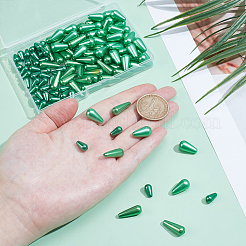 120個、3つのスタイルのABSプラスチック模造真珠  ティアドロップ  グリーン  10~18x6~8mm  穴：1~1.8mm  40個/スタイル&nbsp;CCB-WR0001-02
