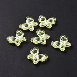 スプレー塗装透明アクリルビーズ  蝶  黄緑  17.5x21x6mm  穴：1.6mm  約415個/500g&nbsp;OACR-E015-30