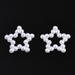 ABSプラスチック模造パールリンクリング  スター  ホワイト  11.5x12x2mm  インナー対策：3x3mm  約2000個/袋&nbsp;OACR-T015-02-14