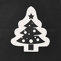 クリスマステーマのペーパーイヤリングディスプレイカード、吊り下げ穴付き  ツリー  7.35x6.15x0.05cm  穴：1.5mm&nbsp;EDIS-E011-02C