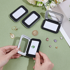 見える窓付きの蓋付きABSプラスチック製ルースダイヤモンド収納ボックス  長方形  ホワイト  8x5x1.1cm&nbsp;AJEW-WH0609-746A-02