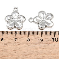 304ステンレススチールペンダントラインストーンセッティング  花のチャーム  ステンレス鋼色  17x16x2.5mm  穴：2mm  2.6mmのラインストーンに適する&nbsp;SA-CBA1839-16P