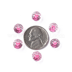 透明なアクリルビーズ  ラウンド  多面カット  濃いピンク  8mm  穴：1.6mm  約1810個/500g&nbsp;MACR-S373-133-T05