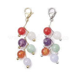 Round Natural Amethyst & Quartz & Malaysia Jade & Carnelian & White Jade Pendant Decorations&nbsp;HJEW-JM02693