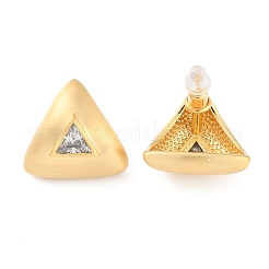 Triangle Brass Drawbench Stud Earring&nbsp;LS-EJEW-L288-007G