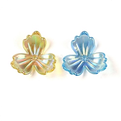 UVメッキアクリルビーズキャップ  虹色の  花/葉  ミックスカラー  22x21x7mm  穴：2mm  約1000個/500g&nbsp;OACR-B025-01A