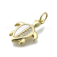 Brass Micro Pave Clear Cubic Zirconia Pendants&nbsp;KK-V010-07G-01