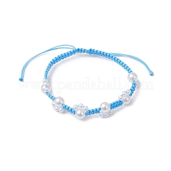 3Pcs 3 Colors Imitated Pearl Acrylic and ABS Plastic Imitation Pearl Beads Braided Bead Bracelets for Women&nbsp;BJEW-JB12082