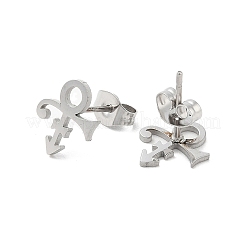 変色しない304ステンレススチールスタッドピアス  性別マーカー  ステンレス鋼色  11x9.5mm&nbsp;LS-EJEW-K285-02P