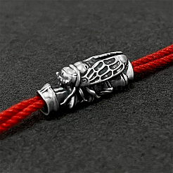 真鍮製ヨーロピアンビーズ  大穴ビーズ  蝉  アンティークシルバー  28x11x14mm  穴：6mm  2個/箱&nbsp;KK-FH0006-50AS