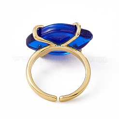 ランプワーク オーバル ウィズ イービル アイ オープン カフ リング  女性のための本物の 18 k 金メッキ真鍮ラッキー ジュエリー  鉛フリー＆カドミウムフリー  ミックスカラー  usサイズ6 1/4(16.7mm)&nbsp;RJEW-I086-13G