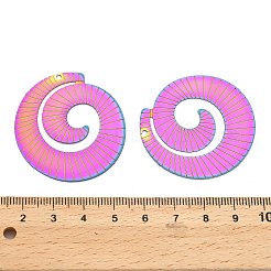 304ステンレスペンダント  エッチングされた金属装飾  渦のチャーム  虹色  39.5x37.5x0.3mm  穴：1.6mm&nbsp;LS-STAS-I329-09RC
