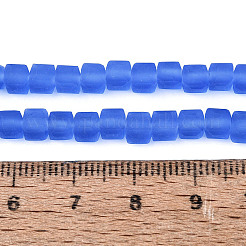 透明なすりガラスビーズ連売り  キューブ  多面カット  藤紫色  4~4.5x4~4.5x4~4.5mm  穴：1~1.2mm  約97~98個/連  16.14~16.54インチ（41~42cm）&nbsp;GLAA-N072-01A-A13