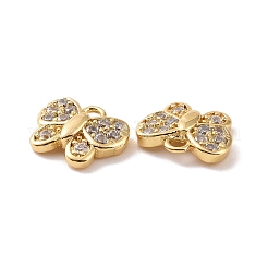 Butterfly Brass Micro Pave Clear Cubic Zirconia Charms&nbsp;KK-G435-23G