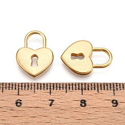 304ステンレスペンダント  イオンプレーティング（ip）  ハート南京錠チャーム  18KGP本金メッキ  16.5x12x2mm  穴：6x5mm&nbsp;STAS-N109-113G