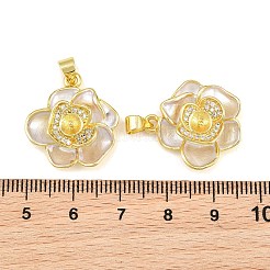 真鍮製マイクロクリアキュービックジルコニアペグベイルピンペンダント  花のチャーム  エナメル  片穴パーツ用  ラックめっき  長持ちメッキ  鉛フリー＆カドミウムフリー  ゴールドカラー  21x20x6mm  穴：4.5x3.5mm  トレイ：4.5mm  ピン：0.9mm&nbsp;KK-CBA6A75-52D-G