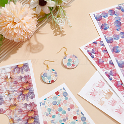 5枚 5スタイル 油絵シリーズ 陶芸粘土 水転写紙  釉下転写デカール  DIY イヤリングペンダントヘアクリップ用  混合図形  138x95mm  1個/スタイル&nbsp;AJEW-UN0002-60