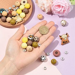 50個 19スタイル カウボーイテーマ シリコン&真鍮ラインストーン スペーサービーズ ファインディングキット  混合図形  ミックスカラー  27x24x8mm  穴：3mm&nbsp;DIY-FS0010-51