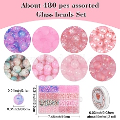 DIY Round Glass Beads Bracelets Making Kits&nbsp;DIY-YW0011-79