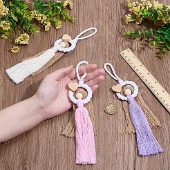 3Pcs 3 Colors Handmade Macrame Cotton Angel Hanging Ornaments&nbsp;HJEW-PH02193