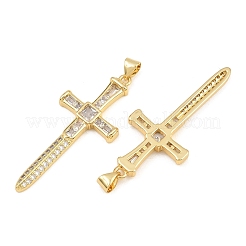 Brass Micro Pave Clear Cubic Zirconia Pendants&nbsp;CU-CBADC6C-03G