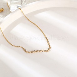 キュービックジルコニアコラムペンダントネックレス、真鍮アズキチェーン付き  ゴールドカラー  13.78インチ（35cm）&nbsp;UU3534-1