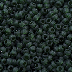 MIYUKIラウンドロカイユビーズ  日本製シードビーズ  11/0  （rr156f）マット透明ダークエメラルド  2x1.3mm  穴：0.8mm  約5500個/50g&nbsp;SEED-X0054-RR0156F