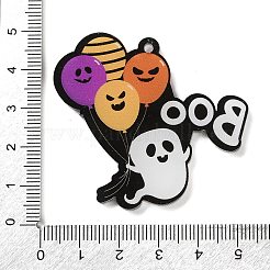 ハロウィーンテーマの両面プリントアクリルパーツ  ゴースト  48x45x3mm  穴：2.5mm&nbsp;OACR-Z023-02B