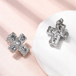 304ステンレススチール製キュービックジルコニアクロススタッドピアス6組  ステンレス鋼色  透明  21x18mm&nbsp;EJEW-P330-01P