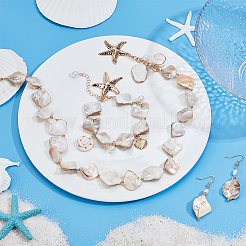 Shell Beaded Charm Bracelets and Rhombus Dangle Earrings and Pendant Necklaces for Women&nbsp;SJEW-ME0001-11