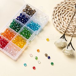 10色の電気メッキガラスビーズ  ABカラーメッキ  多面カット  ロンデル  ミックスカラー  6x5mm  穴：1mm  10色  50個/カラー  500個/箱&nbsp;EGLA-X0006-01B-6mm