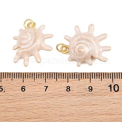 真鍮製エナメルペンダント  巻き貝の形をしたチャーム  カドミウムフリー＆鉛フリー  ラックめっき  長持ちメッキ  ゴールドカラー  ホワイト  23.5x18.5x11mm  穴：3.5mm&nbsp;KK-CBA57A9-04G-02
