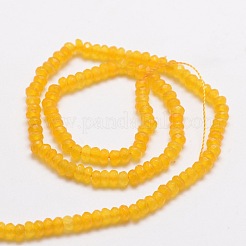 染め天然マレーシアジェイド翡翠ロンデルビーズ連売り  多面カット  ゴールデンロッド  4x2~3mm  穴：1mm  約115個/連  14インチ&nbsp;X-G-E316-2x4mm-30