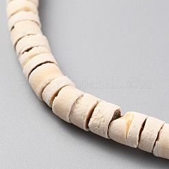 ココナッツビーズ連売り  フラットラウンド  アンティークホワイト  5x2.5~5mm  穴：1mm  約160個/連  23.82''（60.5センチメートル）&nbsp;COCB-C001-01B