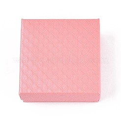 厚紙のジュエリーボックス  ペンダント＆イヤリング＆リング  内部のスポンジ  正方形  ピンク  7.5x7.5x3.5cm&nbsp;CBOX-N012-25C