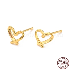 Open Heart 925 Sterling Silver Stud Earrings&nbsp;EJEW-I259-07G