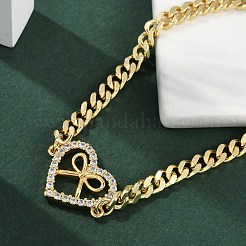 Brass Micro Pave Clear Cubic Zirconia Link Bracelets&nbsp;LS-BJEW-M050-05G-01