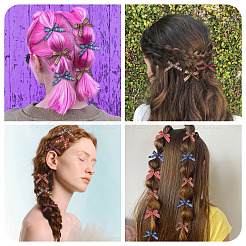 30個6色の布製ワニ口ヘアクリップ  タータン柄の蝶結び  ミックスカラー  38x48x11mm  5個/カラー&nbsp;PHAR-TA0001-18