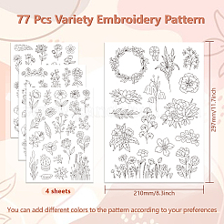 4インチのスティックとステッチの刺繍模様11.6x8.2枚。  不織布水溶性刺繍安定剤  花  297x210 MMM&nbsp;DIY-WH0455-156
