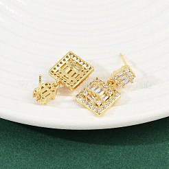 Brass Micro Pave Clear Cubic Zirconia Dangle Stud Earrings&nbsp;EJEW-K312-08G